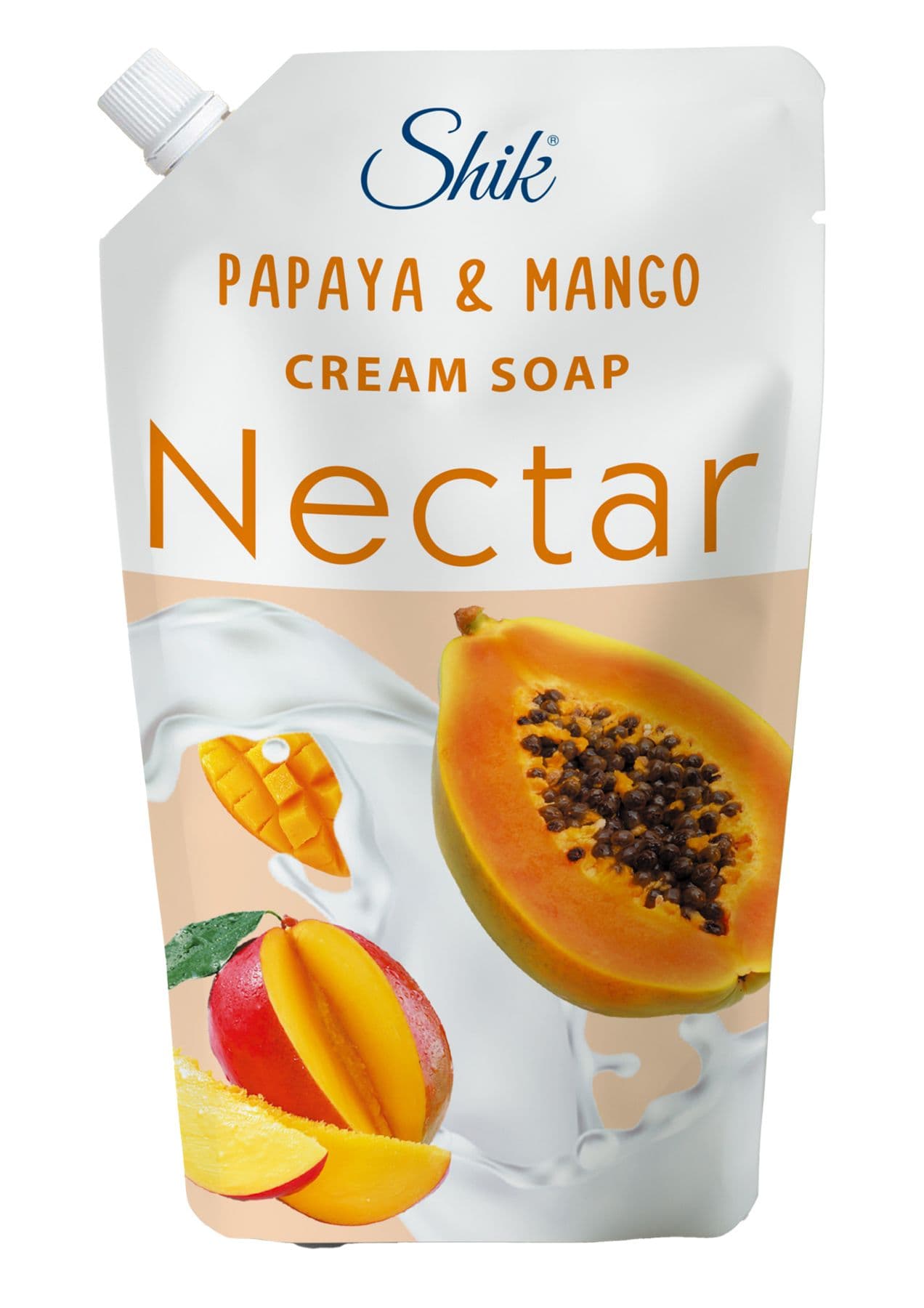 "შიკი" - კრემ-საპონი თხევადი, ხელის და ტანის, პაპაია და მანგო 900გ (დოიპაკი)