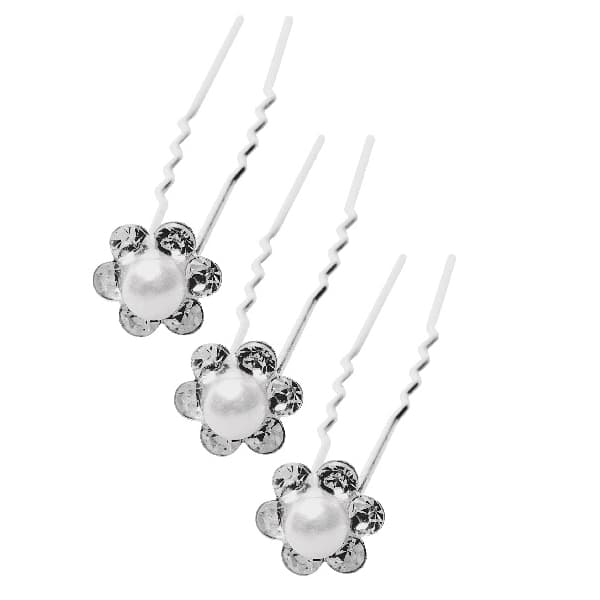 "Titania" თმის სამაგრი პინები, ყვავილი მარგალიტით, 3ც