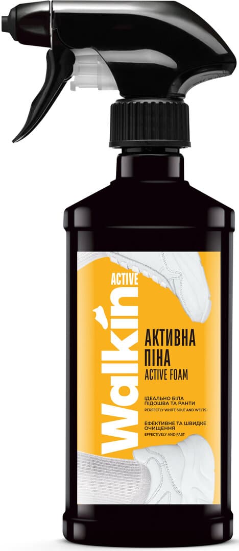 WALKIN ACTIVE - აქტიური ქაფი თეთრი ფეხსაცმლისა და ძირების გასაწმენდი. 200 მლ