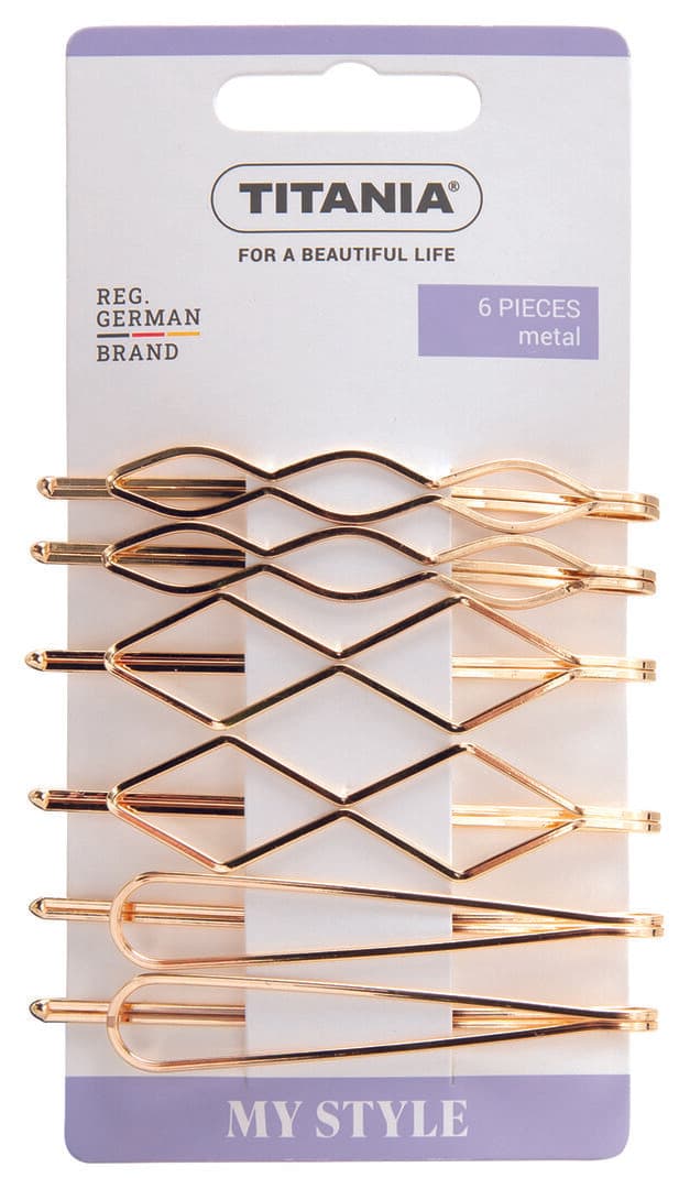 "Titania" თმის სამაგრი მეტალის ოქროსფერი 6 ც