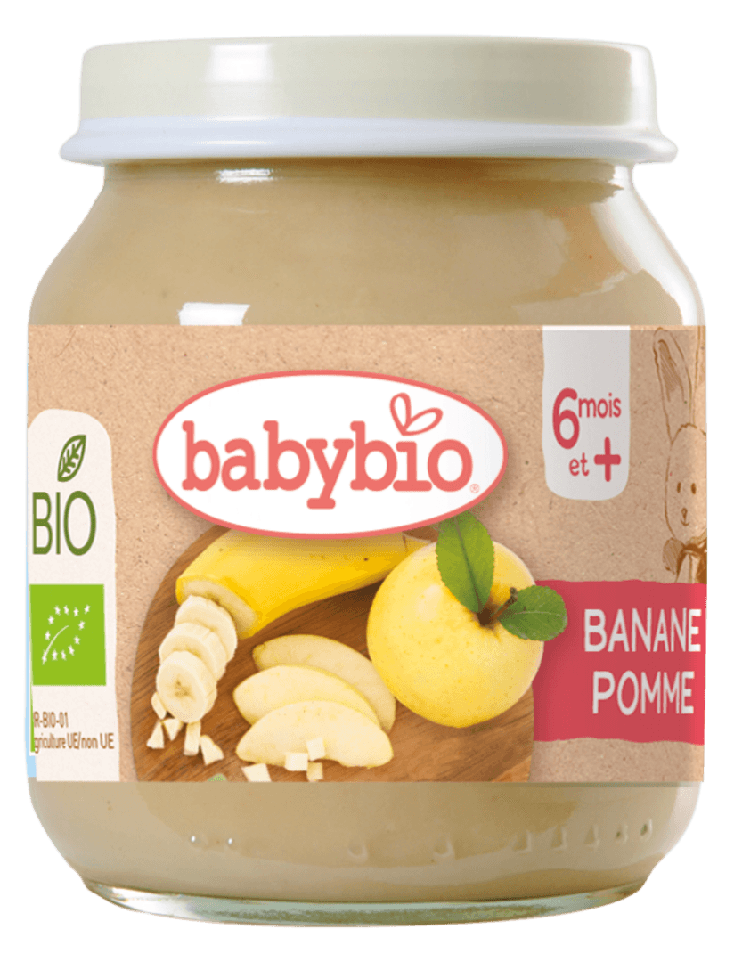 Babybio - კონფიტიური - ბანანი და ვაშლი, 6 თვ, 130გ