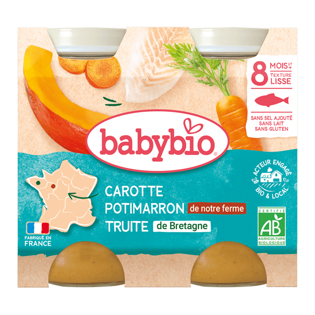 Babybio ლანჩ მენიუ - კალმახი ბოსტნეულის რაგუთი, 8 თვ, 200გ. x 2ც. (19.04.26)