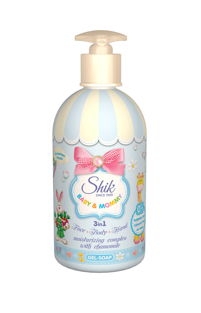 "შიკი" გელ-საპონი თხევადი 3-1-ში (სახე, ტანი, ხელი) გვირილა, 0 თვიდან 500გ