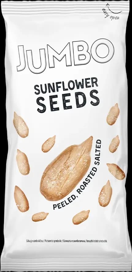 Jumbo მზესუმზირის თესლი გარჩეული მოხალული მარილიანი 50 გრ