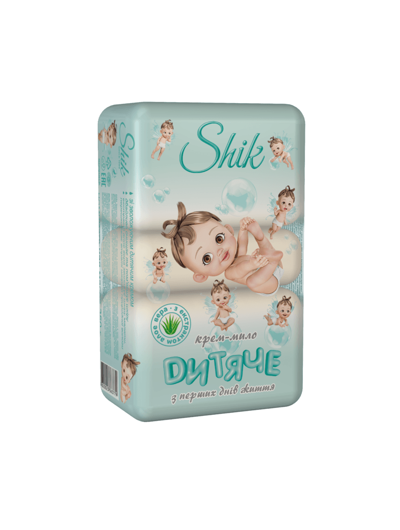 "შიკი" კრემ-საპონი საბავშვო ალოე-ვერას ექსტრაქტით, 0 თვიდან 5х70გ (350გ)