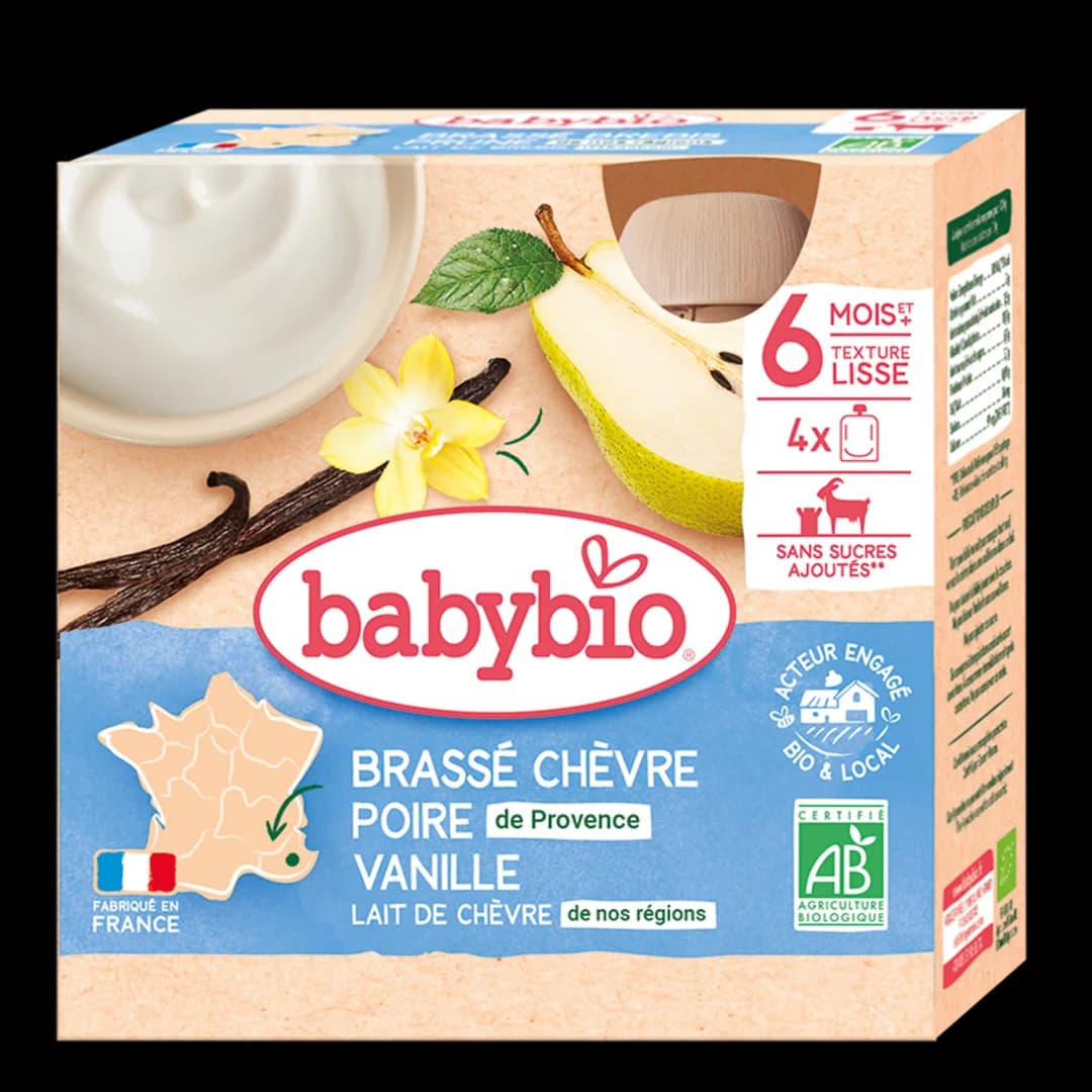Babybio - ფრანგული იოგურტი თხის რძით და ვანილით 6თვ. 85x4ც