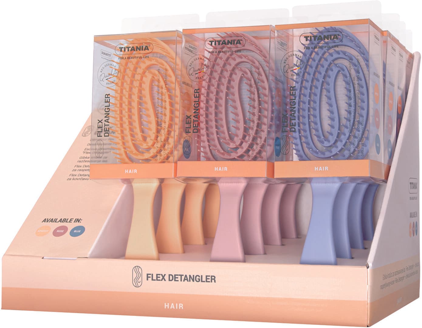 "Titania" 2881 BOX თმის ჯაგრისი სველი თმის მოძრავი კორპუსით