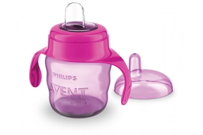 "Avent" SCF551/03 ჭიქა დრეკადი ცხვირით, ვარდისფერი 200 მლ, 6 თვიდან