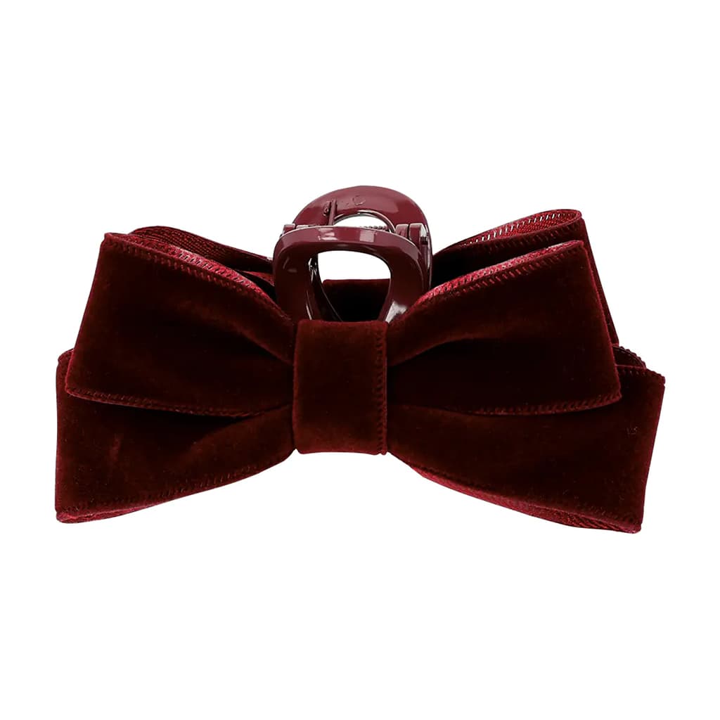 "Titania" - თმის სამაგრი, ხავერდის ბაფთა, ბორდოსფერი, 12სმ