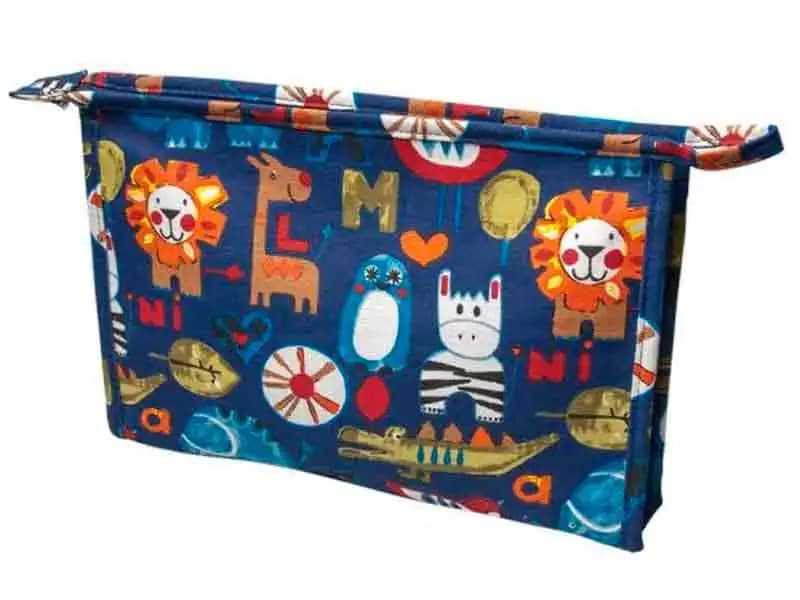 "Titania" კოსმეტიკის ჩანთა ლურჯი. ცხოველების პრინტით