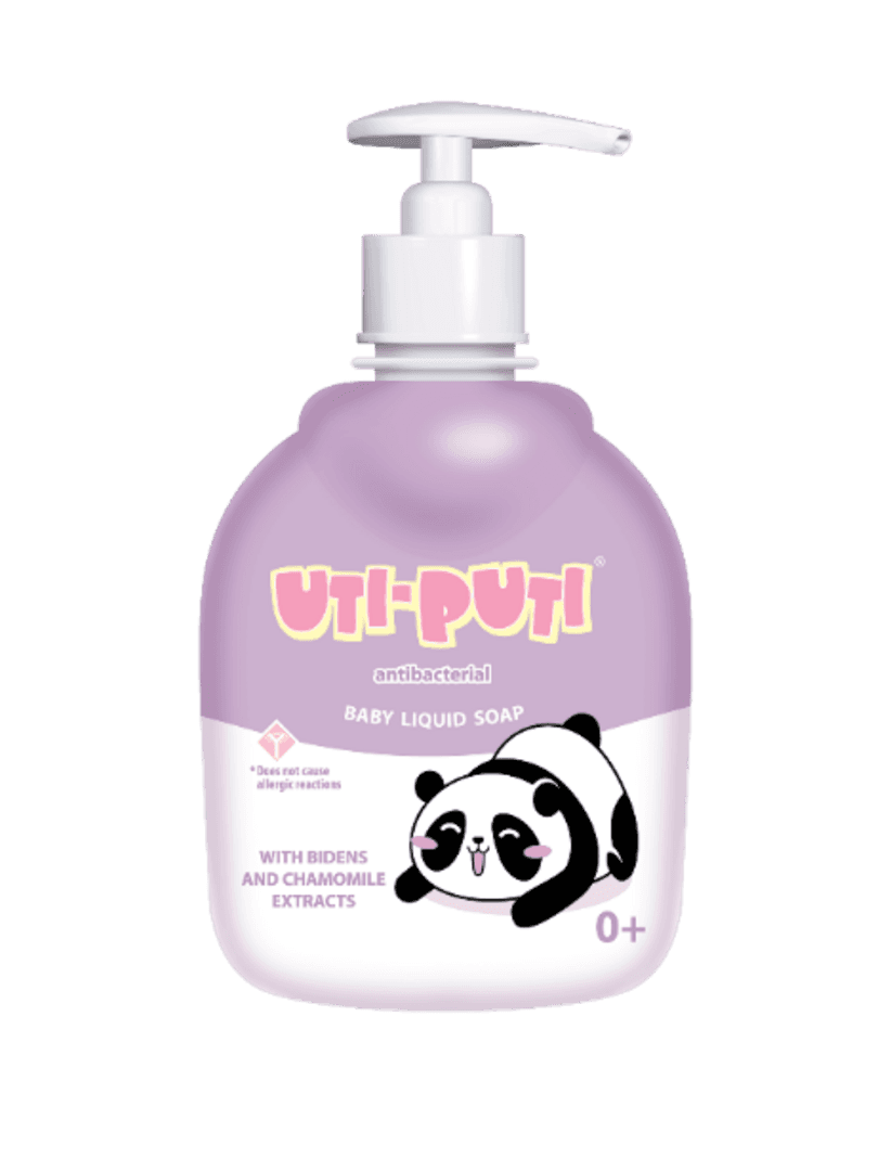 "უტი-პუტი" საპონი თხევადი საბავშვო ანტიბაქტ. ორკბილა და გვირილა, 0 თვიდან 300გ