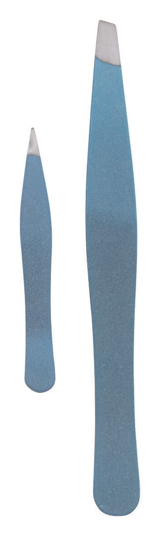 Titania - პინცეტების ნაკრები, ცისფერი, დახრილი პირით და ჩაბრუნებული თმის