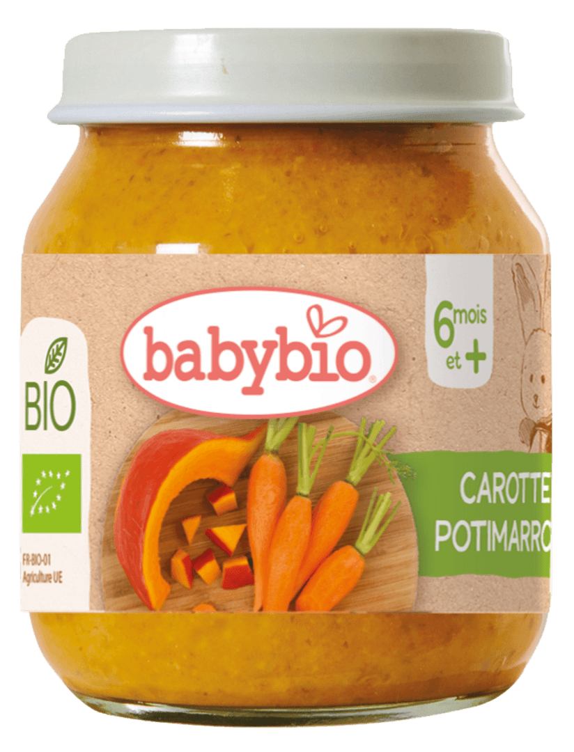 Babybio - ლანჩ მენიუ - გოგრა და სტაფილო, 6 თვ, 130გ