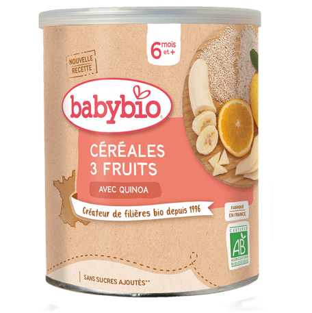"Babybio" - ურძეო ფაფა, ბრინჯი და ქინოა ხილის მიქსით, 6 თვ, 220 გრ. (26.06.26)