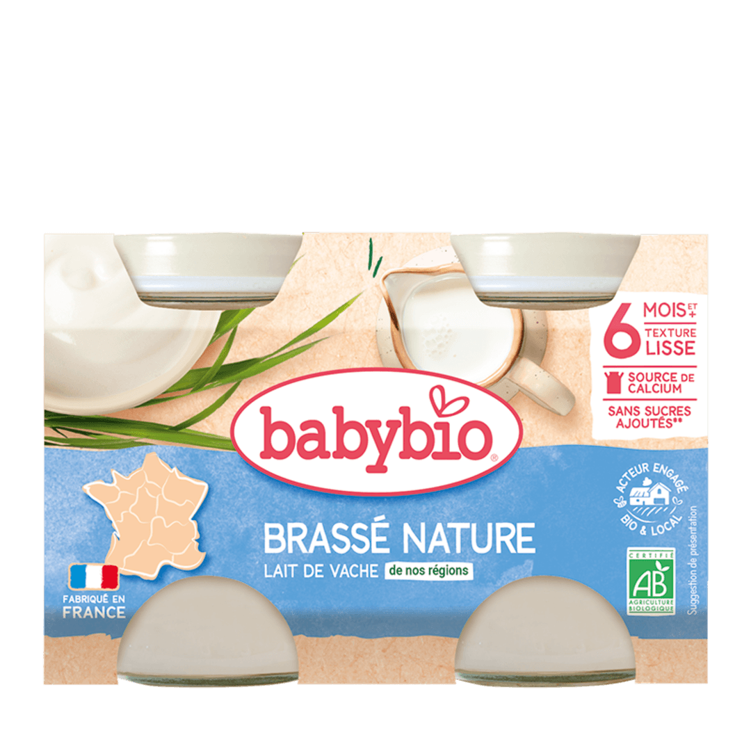 Babybio ფრანგული იოგურტი - ძროხის რძით. ორგანული. ბავშვთა კვებისთვის 6 თვიდან. 130 გ X 2 ც