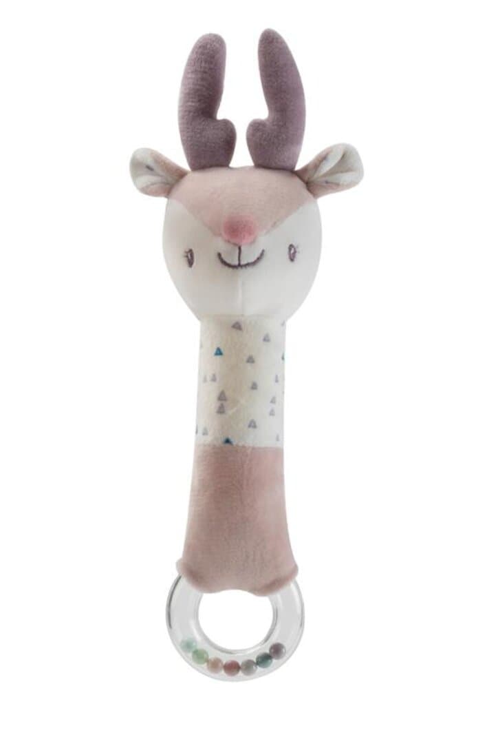 PETITE&MARS სათამაშო რბილი, ხმოვანი, საჩხარუნო რგოლით ირემი Suzi, 3 თვიდან