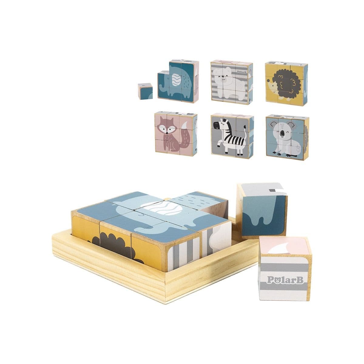 ხის პაზლი კუბები 0243 პოლარ ბი - Polar B
