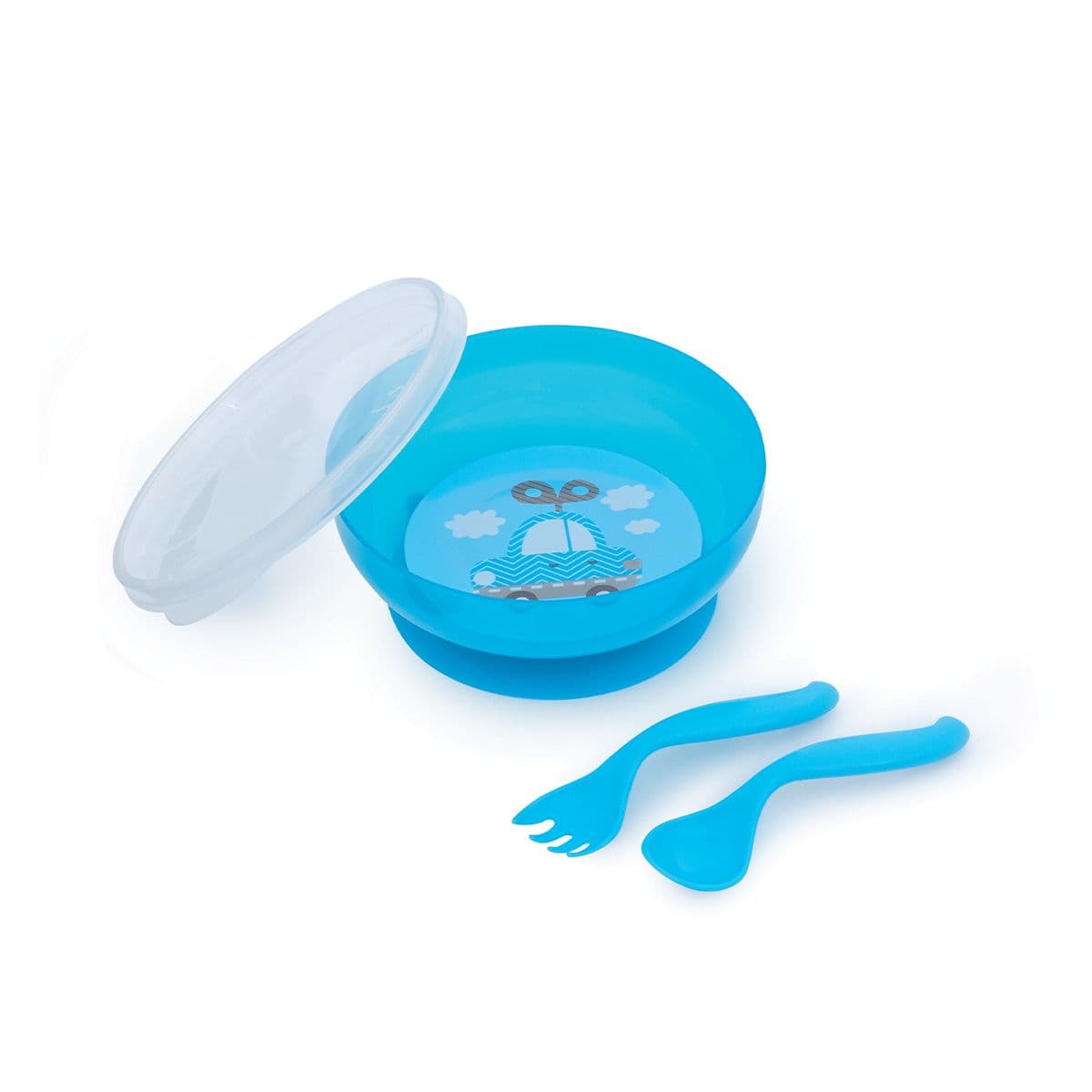 ჯამი - პლასტმასის - მისაწოვრიანი ძირით + კოვზი 21/300 კანპოლი - Canpol