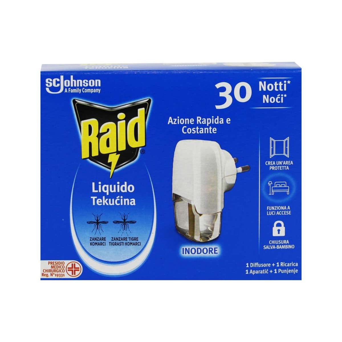 კოღოს საწინააღმდეგო აპარატი სითხით 30 ღამე 6778 რაიდი - Raid