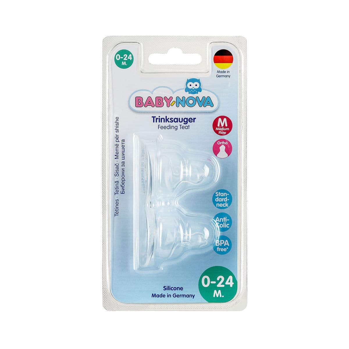 საწოვარა სილიკონის რძის 3-24 თვე 2 ცალი 15302 ბეიბი ნოვა - Baby Nova