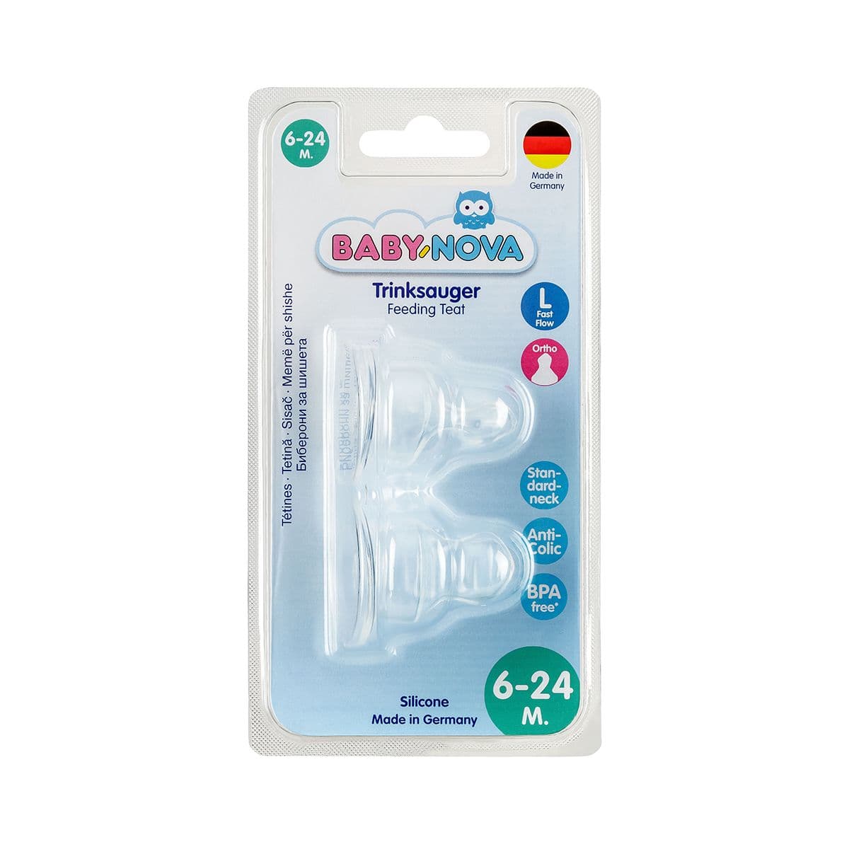 საწოვარა სილიკონის ფაფის 3-24 თვე 2 ცალი 15303 ბეიბი ნოვა - Baby Nova