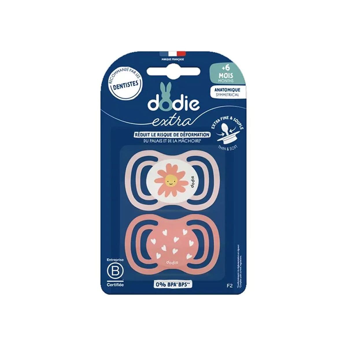 მატყუარა ანატომიური ვარდისფერი 6 თვიდან 2 ცალი 2365 დოძიე - DODIE