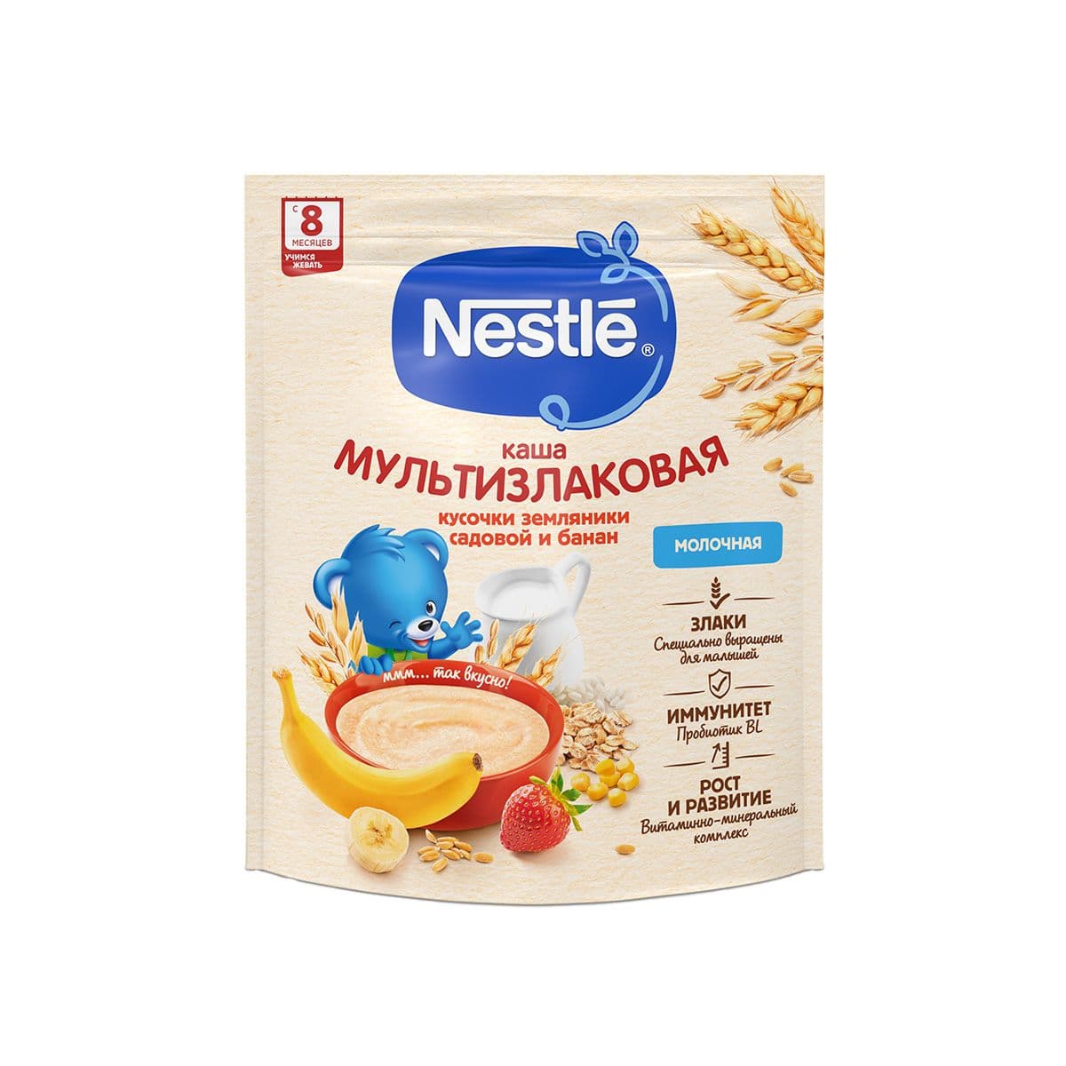 რძიანი ფაფა 5 მარცვალი მარწყვი და ბანანი 3489 ნესტლე - Nestle