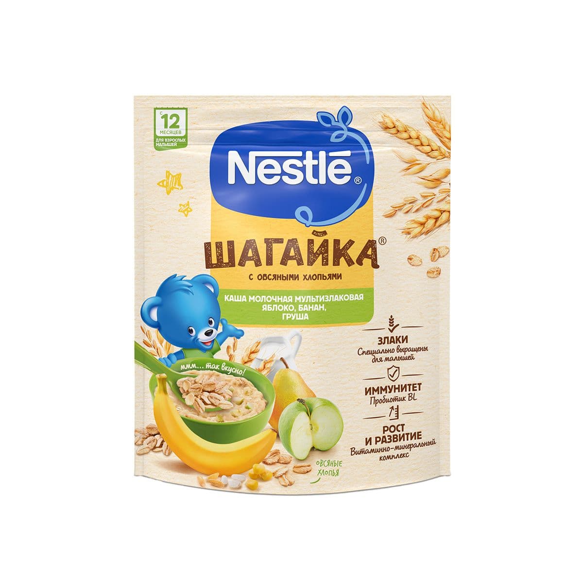 რძიანი ფაფა 5 მარცვალი ვაშლი, ბანანი და მსხალი 3526 ნესტლე - Nestle