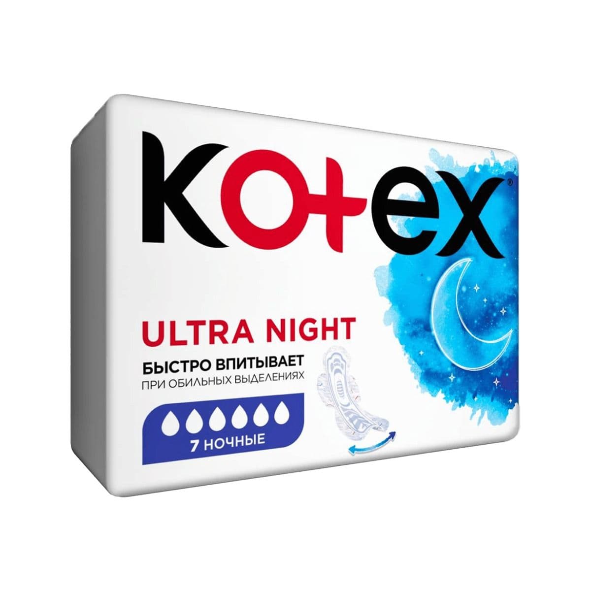 ჰიგიენური საფენი ულტრა ღამის 6 წვეთი 7 ცალი 0108 კოტექსი - Kotex