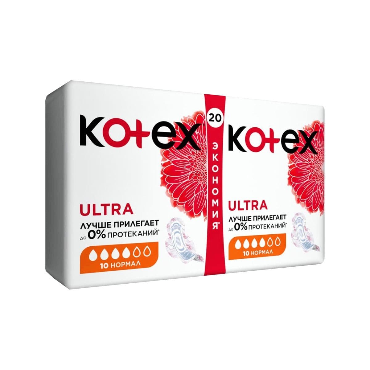 ჰიგიენური საფენი ულტრა ნორმალი 4 წვეთი 20 ცალი 2638 კოტექსი - Kotex