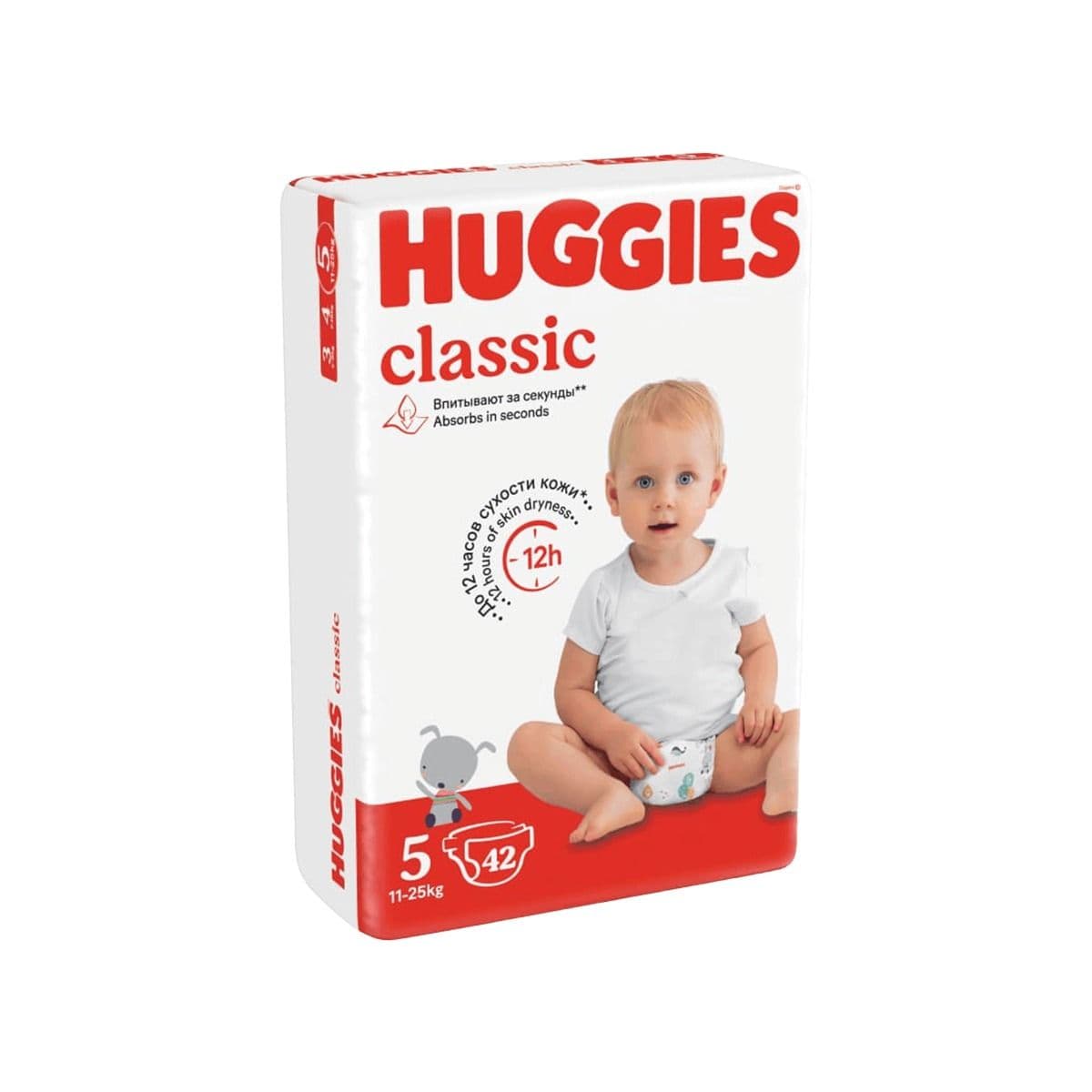 ბავშვის საფენი კლასიკი 11-25 კგ 42 ცალი 3185 ჰაგისი - Huggies