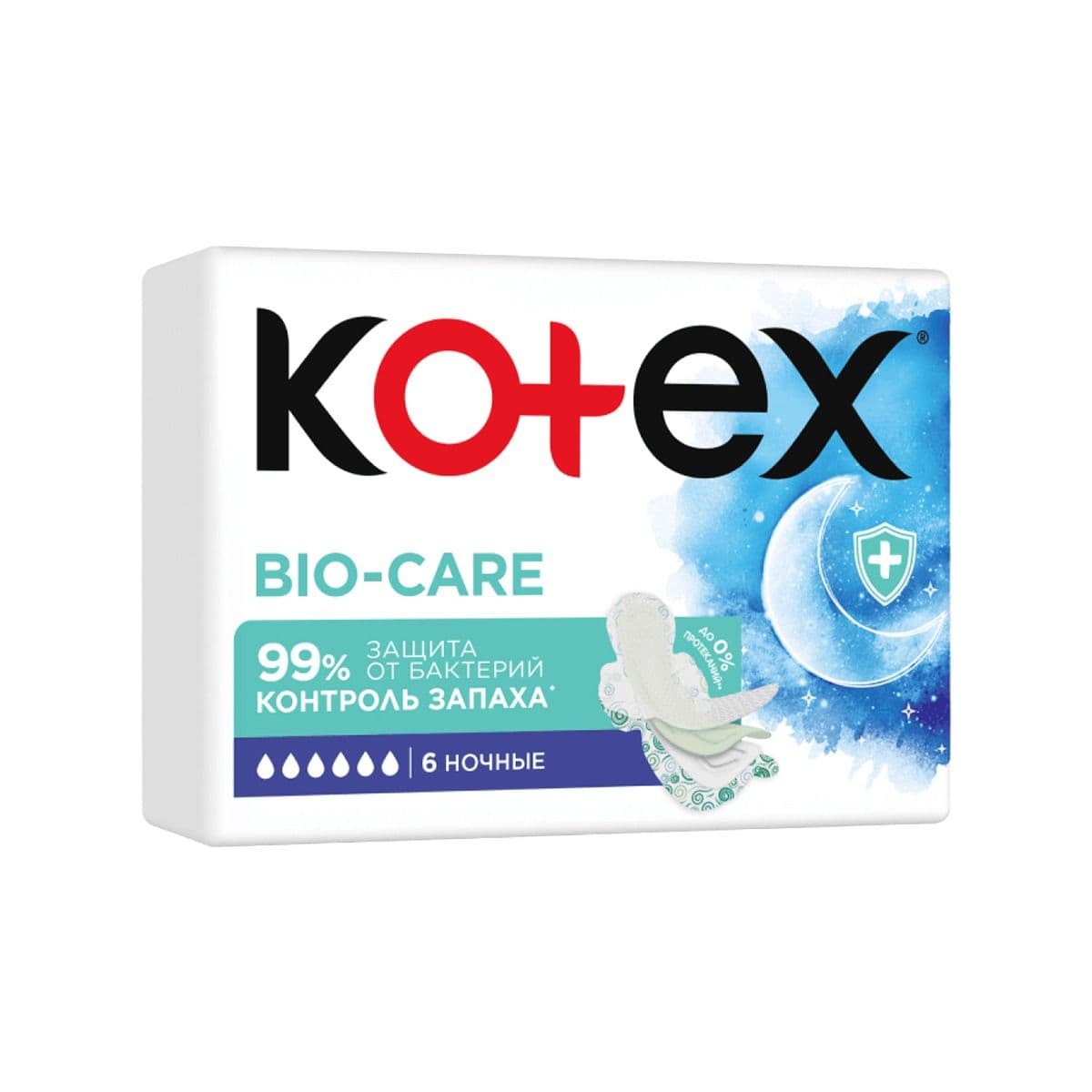 ჰიგიენური საფენი Bio-Care ღამის 6 ცალი 0875 კოტექსი - Kotex