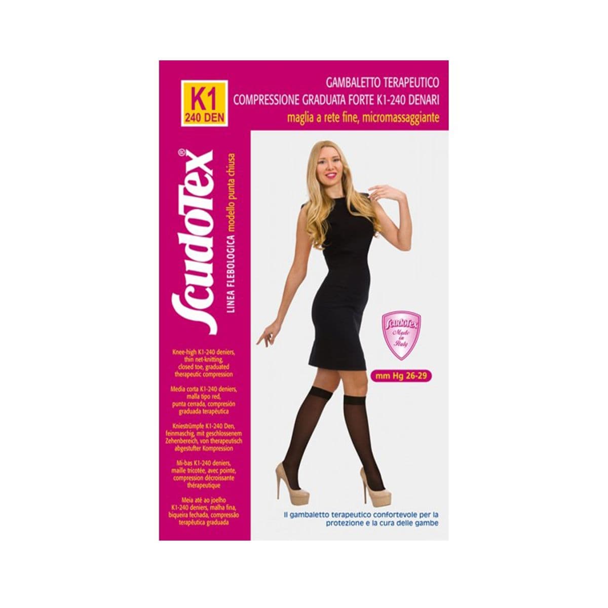 ანტივარიკოზული წინდა დაბალი II კომპრესია შავი S 4015 სკუდოტექსი - Scudotex