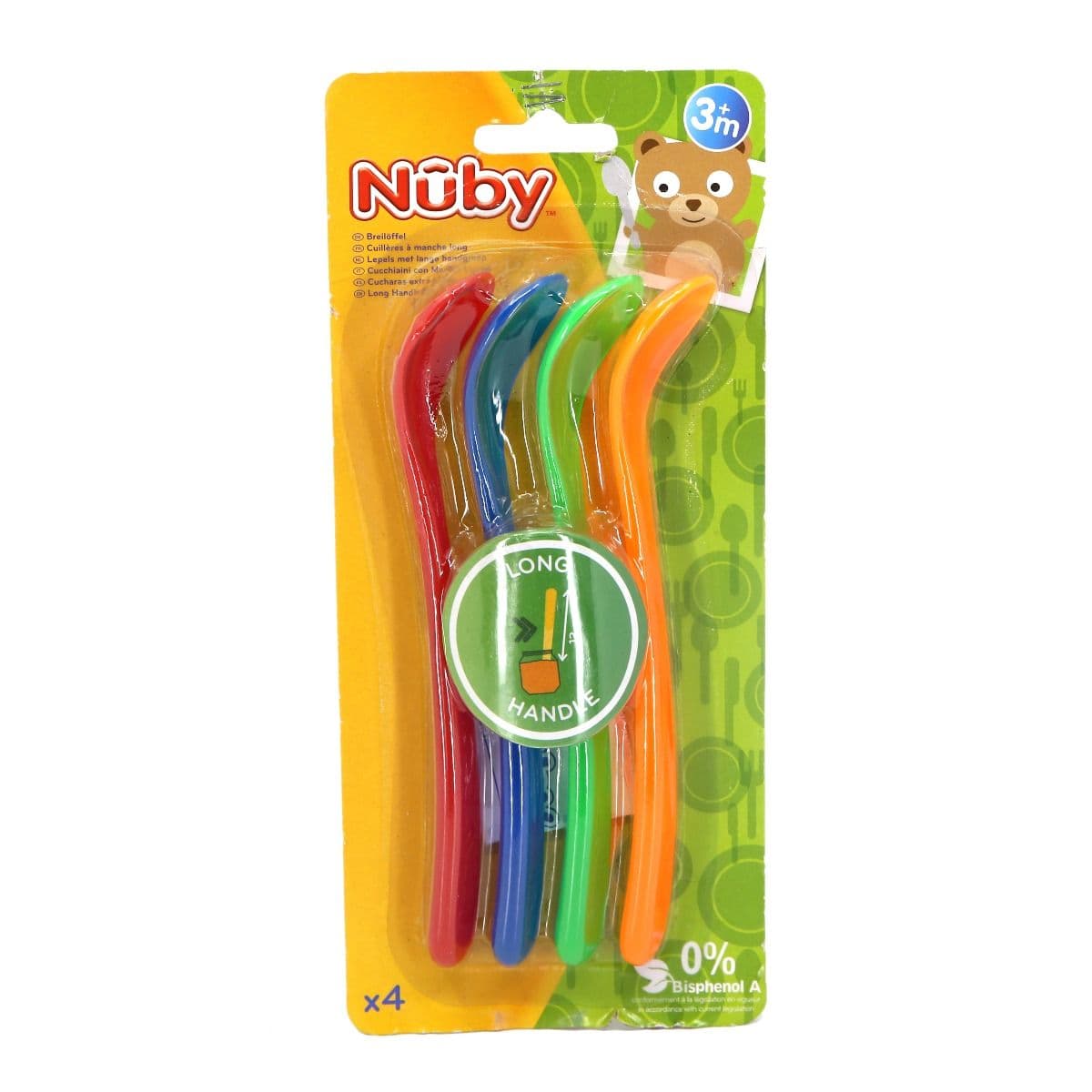 კოვზი გრძელი ტარით 4ცალი 5565 ნუბი - Nuby