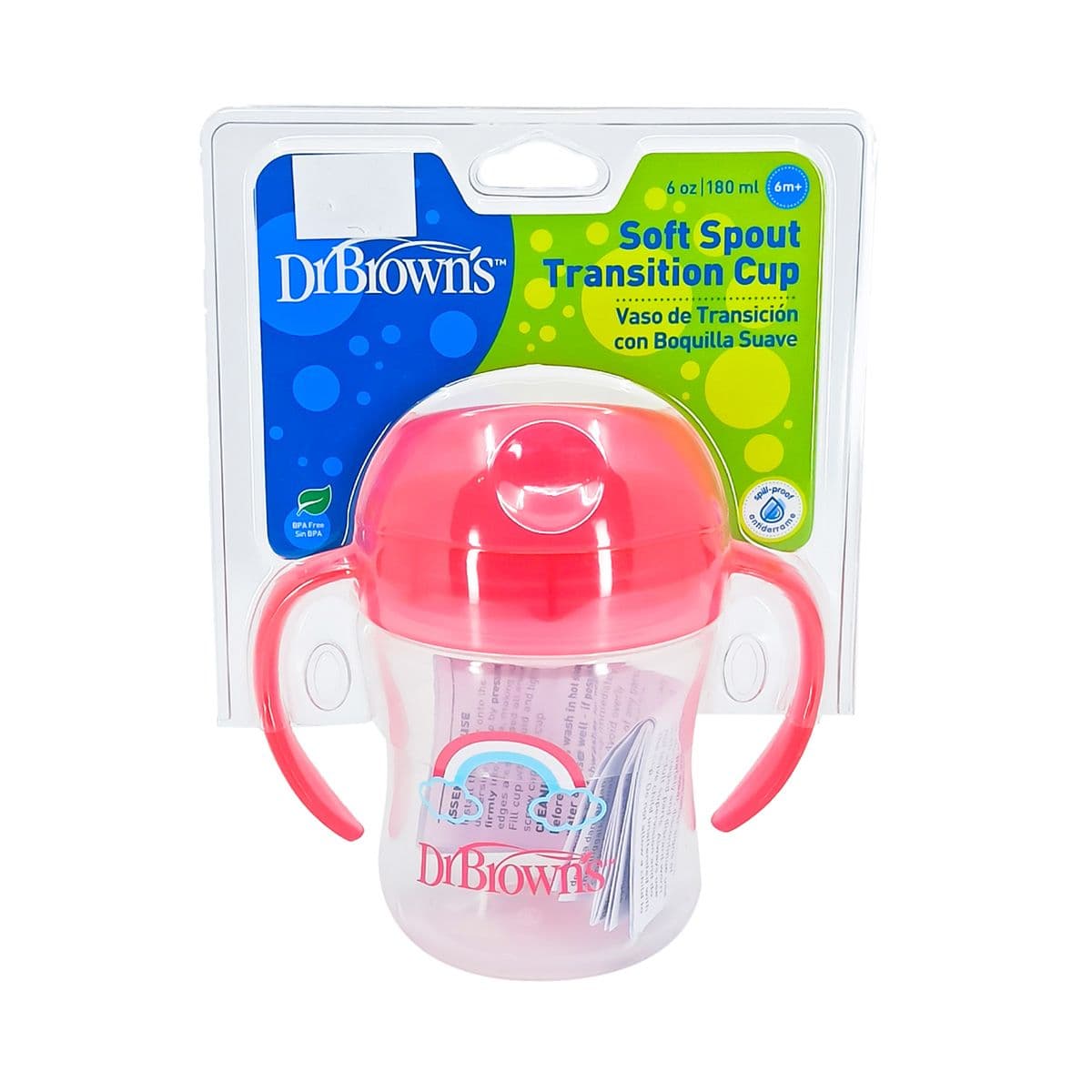 ჭიქა ვარდისფერი რბილი თავსახურით 180მლ 0338 დოქტორ ბრაუნი - DrBrowns