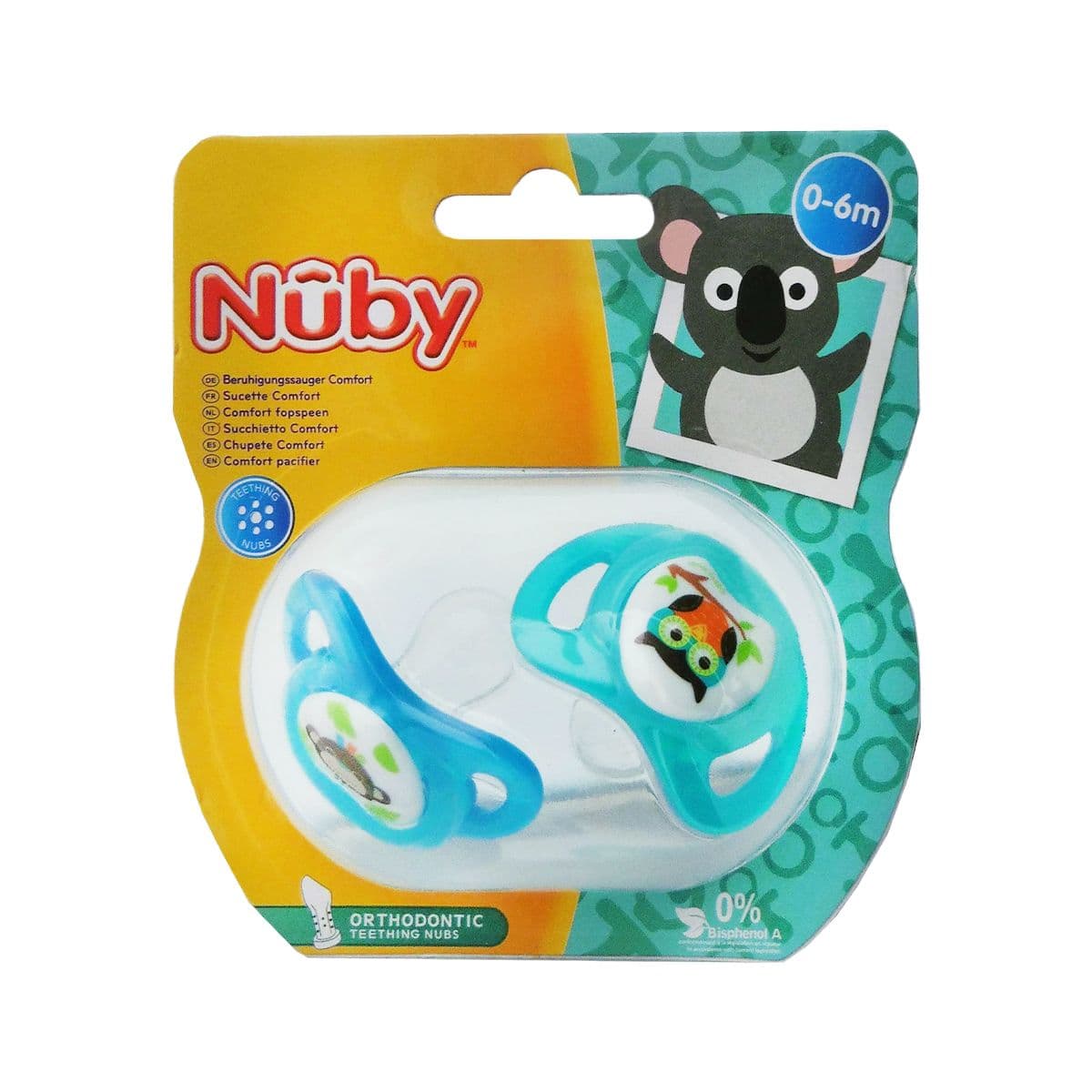 მატყუარა ორთოდონტული COMF. 2ცალი 6-36 თვე 8853 ნუბი - Nuby