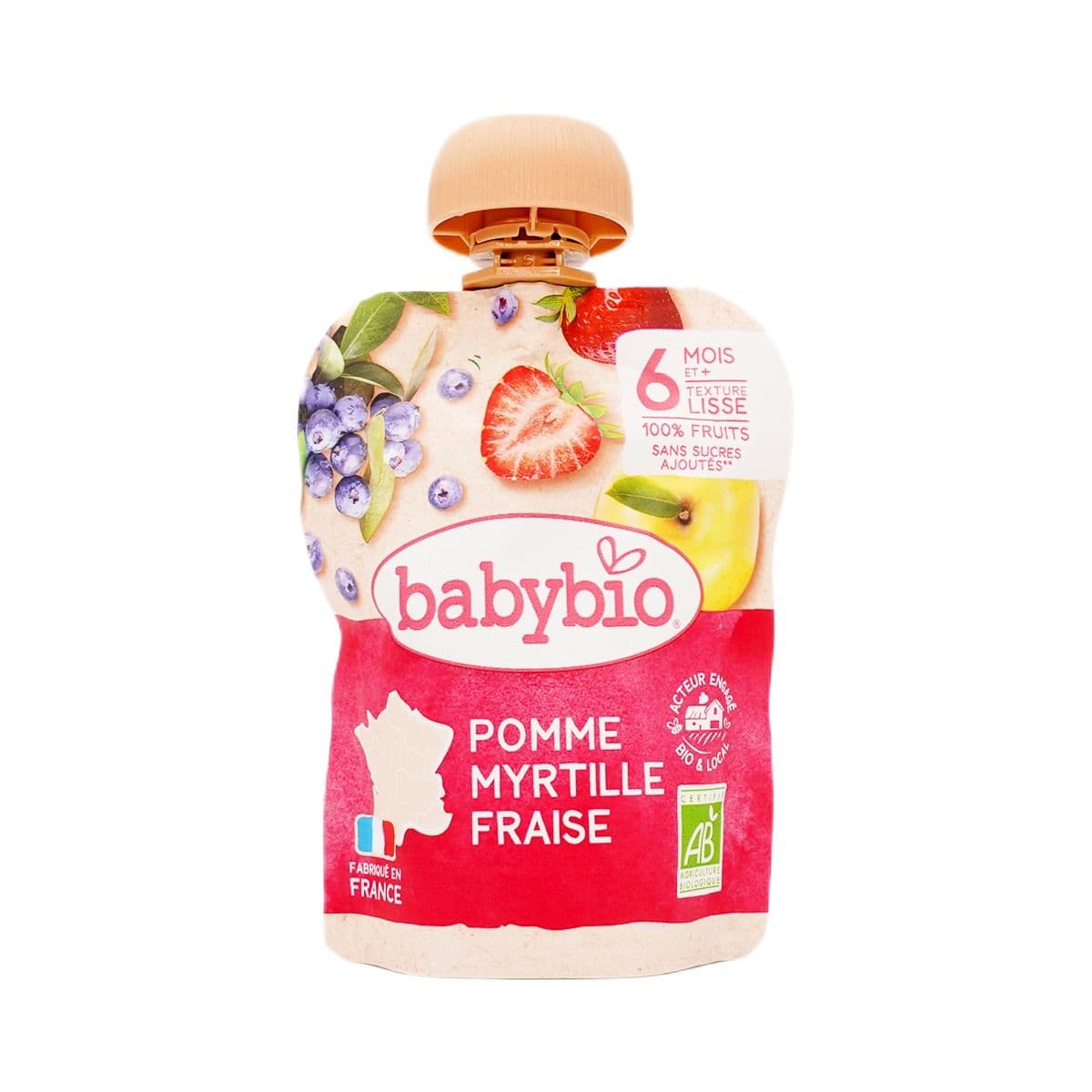 ხილფაფა მარწყვი ვაშლი მოცვი 0147 ბეიბი ბიო - Baby Bio