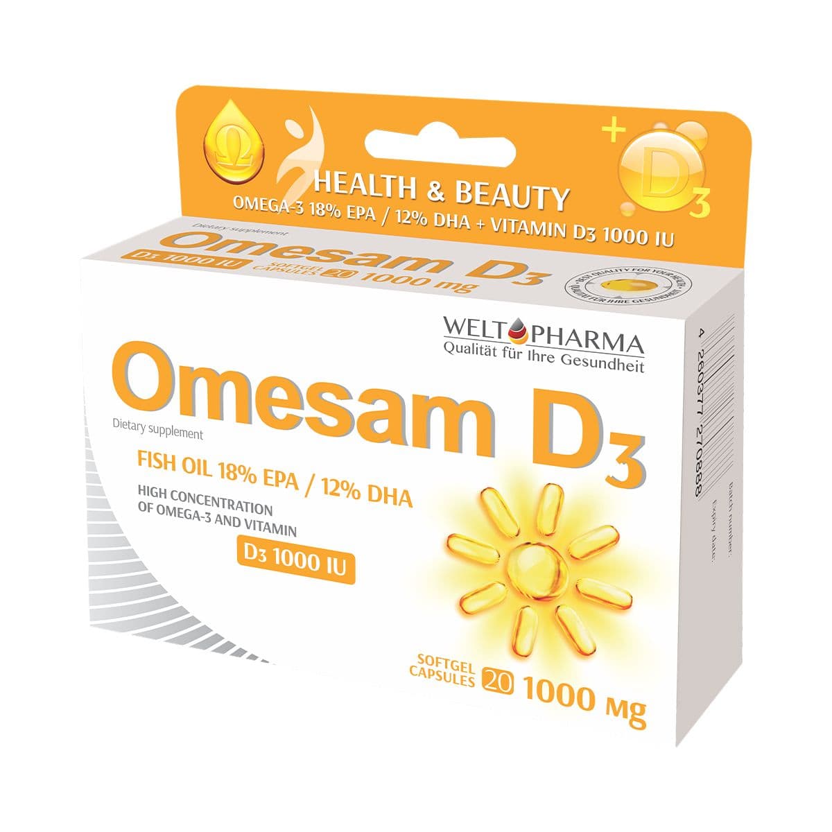 Omesam D3 - ომესამი D3 1000ს.ე. 20 კაფსულა