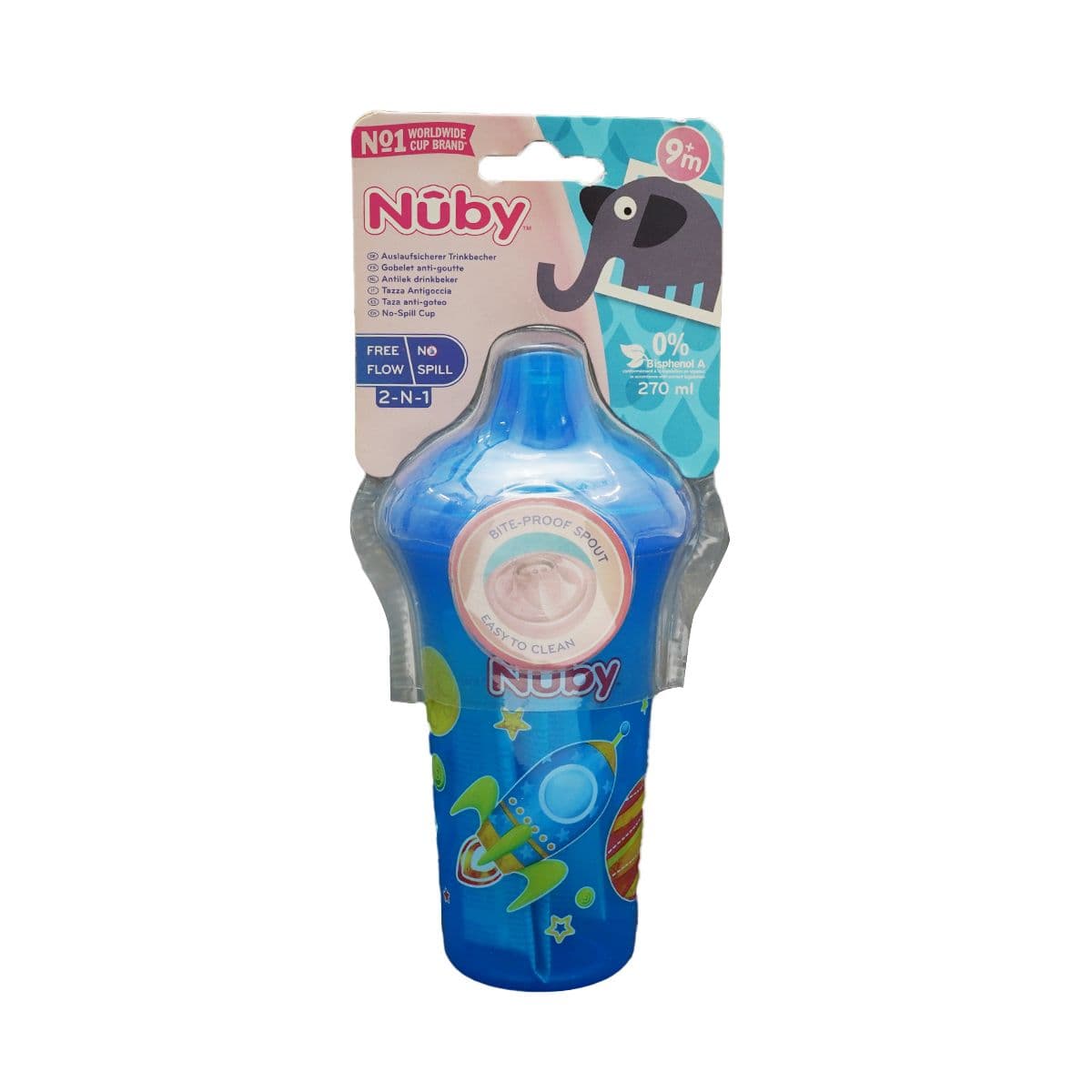 ჭიქა პლასტმასის საწრუპით 270მლ0366 ნუბი - Nuby