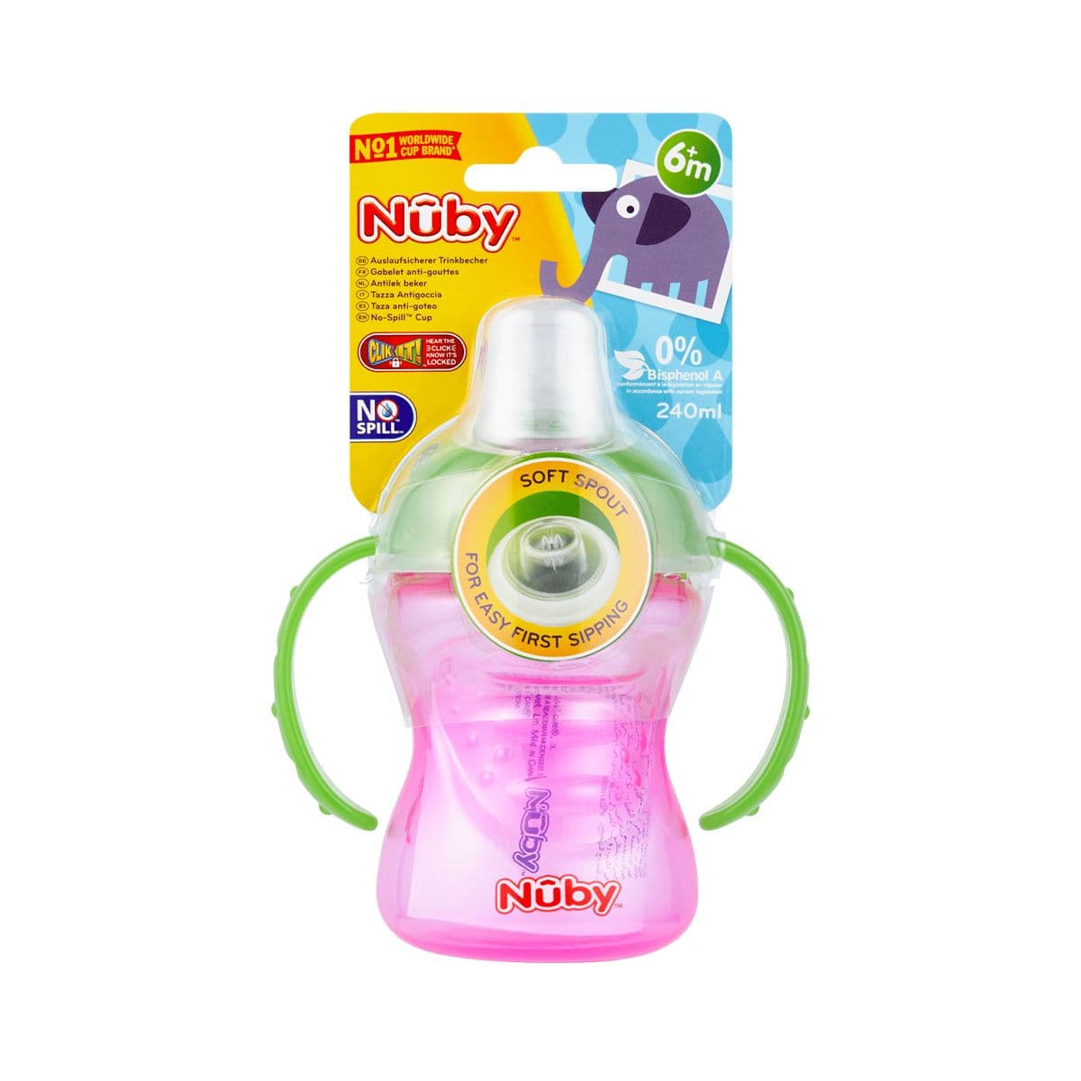 ჭიქა სახელურით 240მლ 1246 ნუბი - Nuby