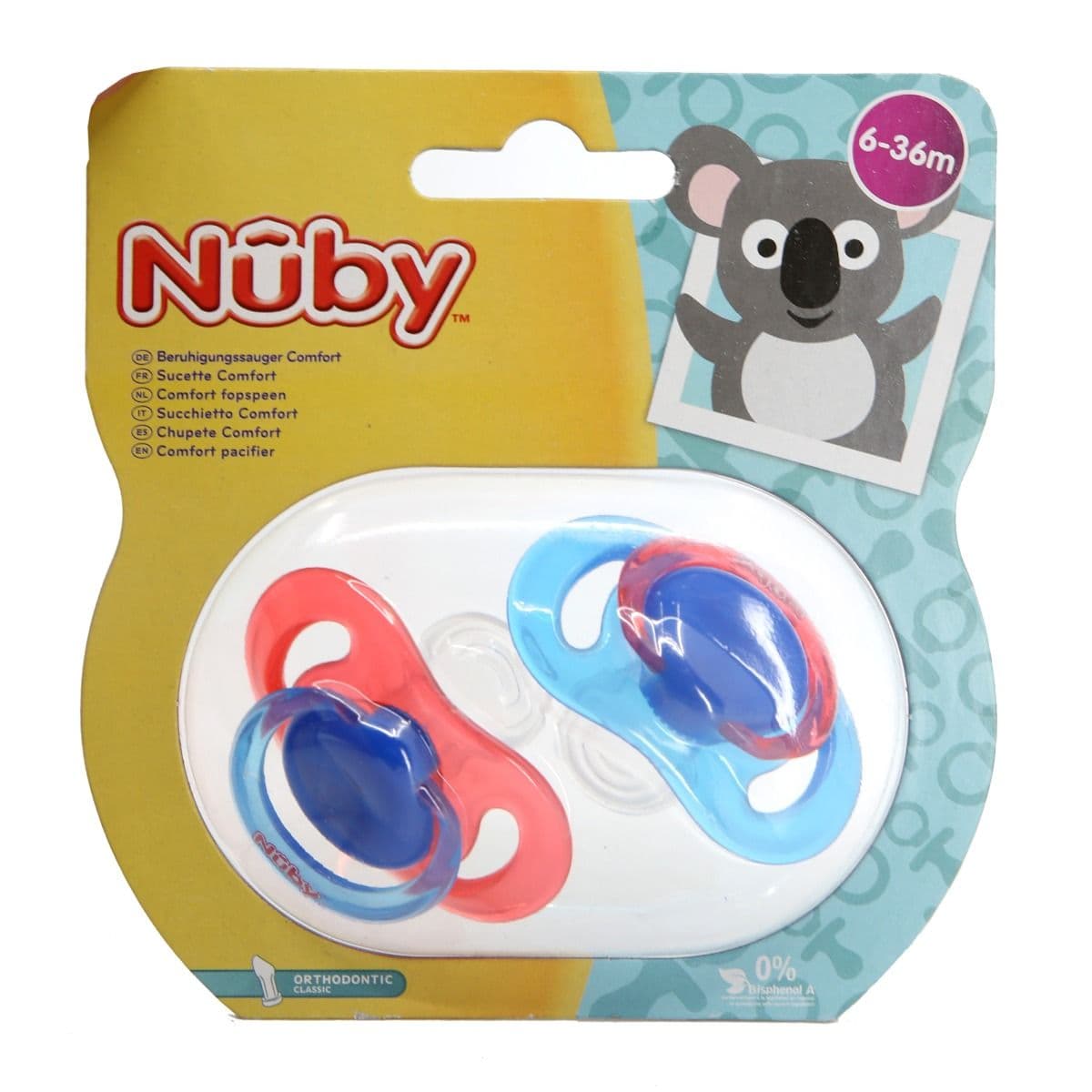 მატყუარა კლასიკური ორთოდონტიული 6-36 თვე 2 ცალი 9270 ნუბი - Nuby