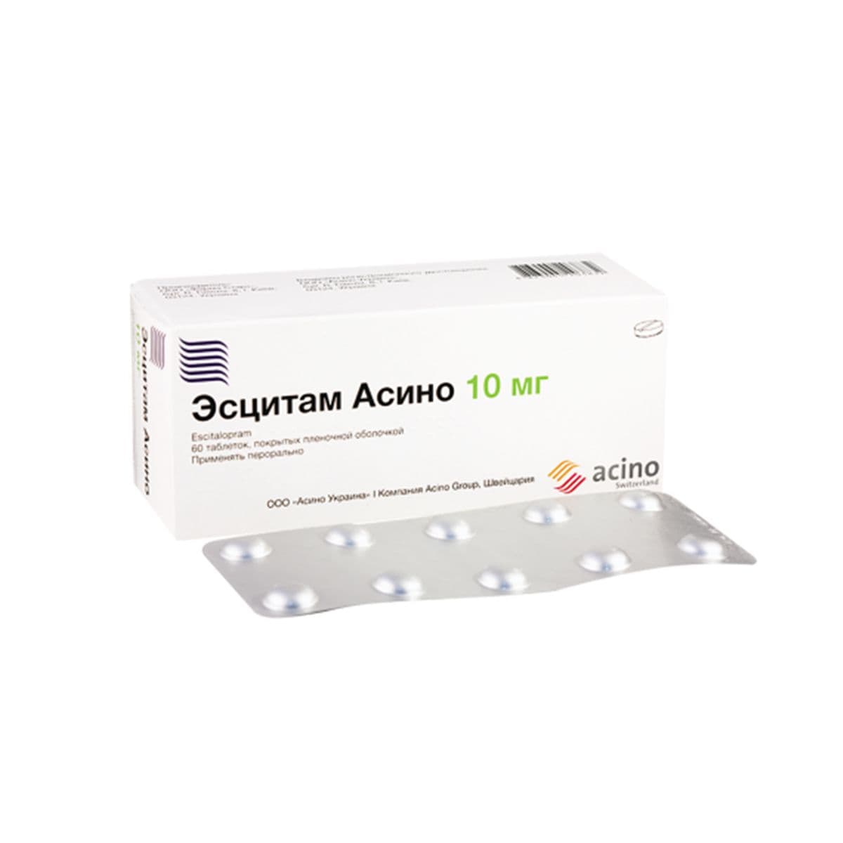 ესციტამი ასინო - Escitam acino 10მგ 60 ტაბლეტი