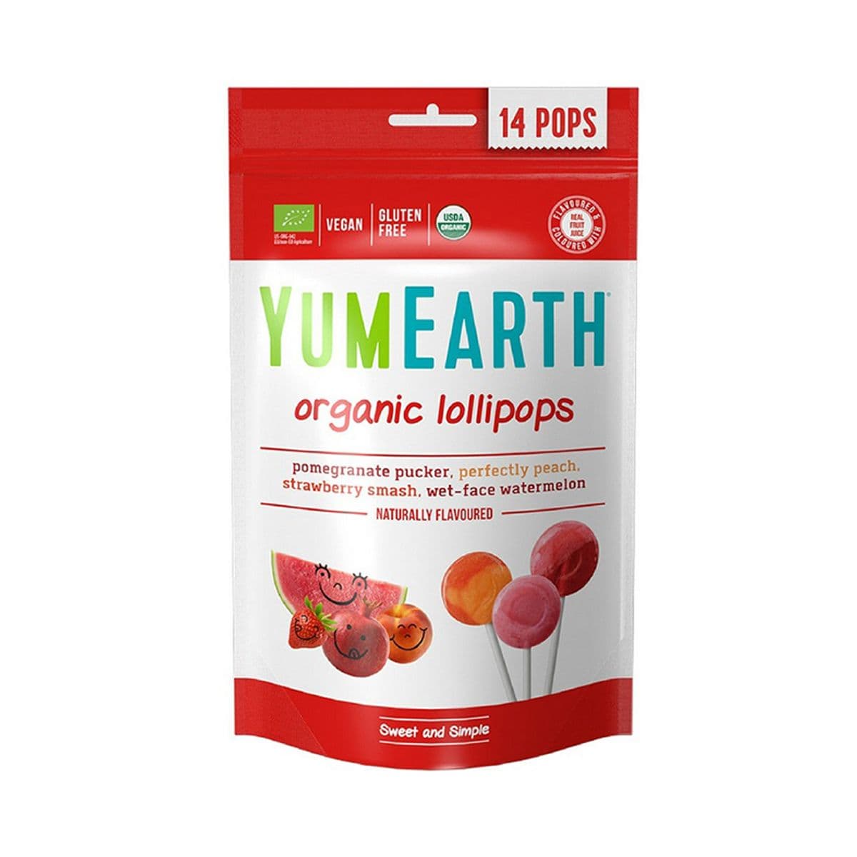 ხილის ორგანული ჯოხიანი კანფეტები 14 ცალი 0246 იამ - YUM