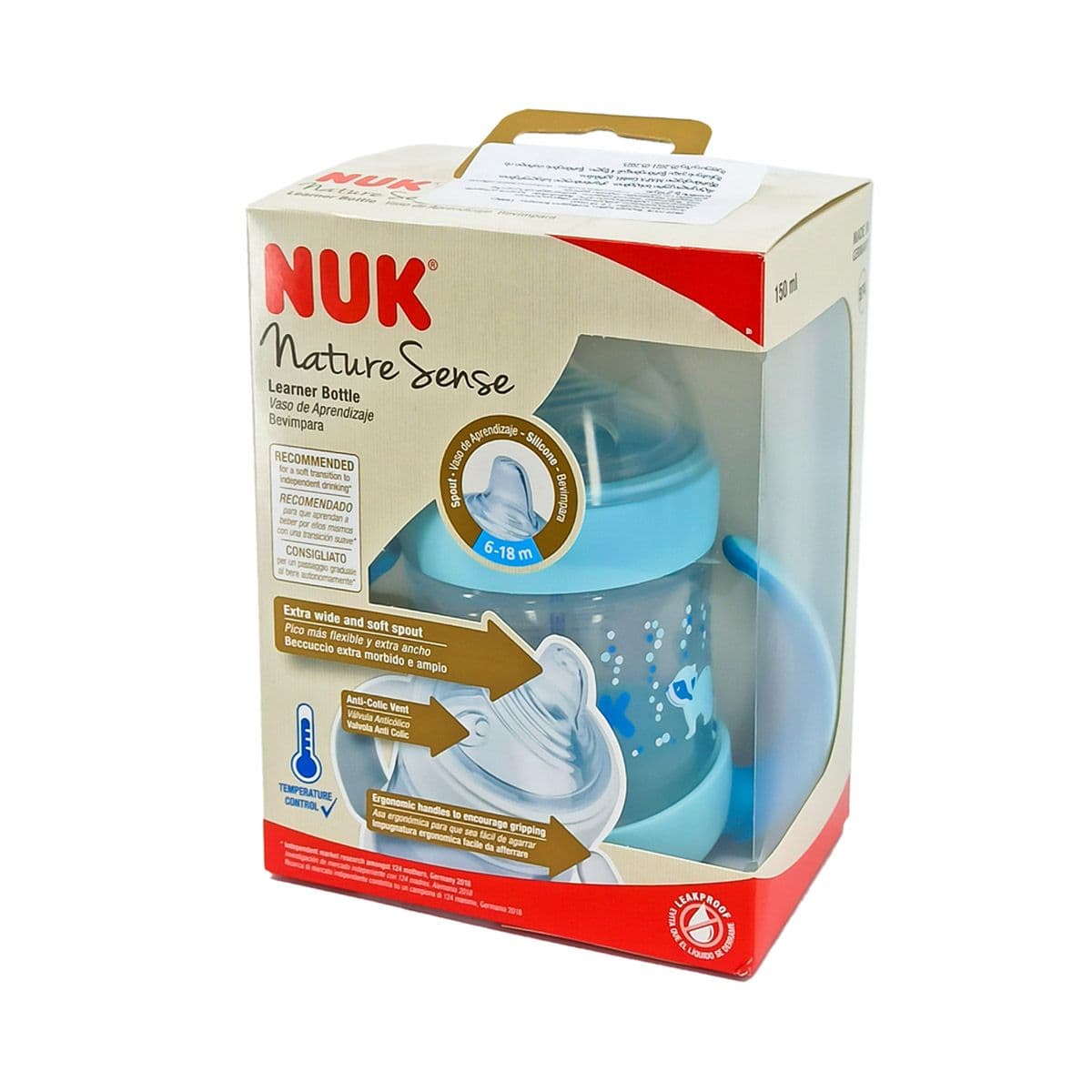 ბოთლი ტემპერატურის ინდიკატორით და სილიკონის საწოვარით 2829 ნუკი - Nuk