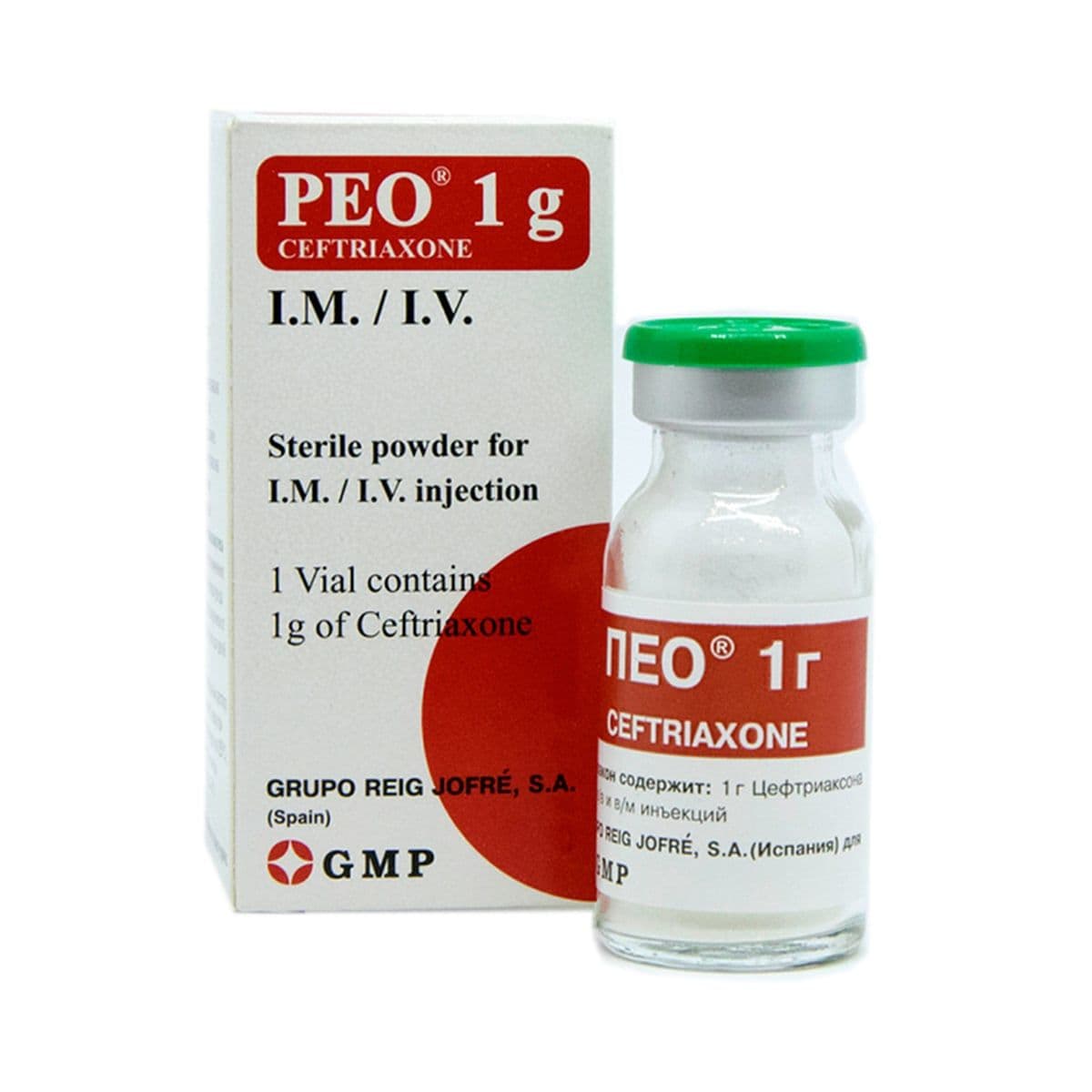 პეო - Peo (ცეფტიაქსონი) 1გრ. 1 ფლაკონი