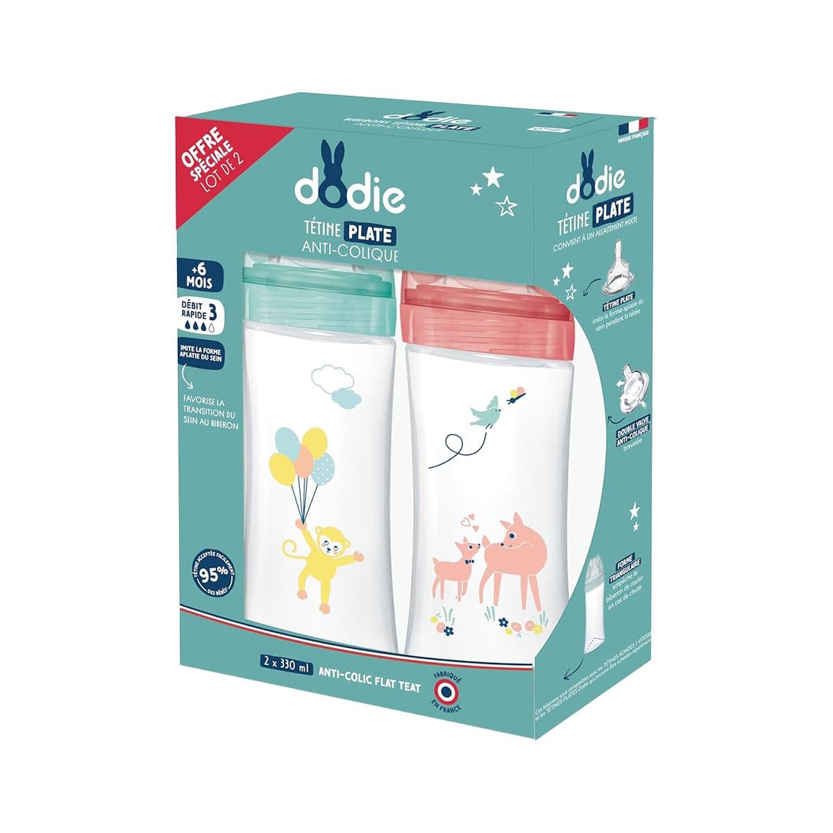 ბოთლი AC 330 მლ ვარდისფერი 2 ცალი 6699 დოძიე - DODIE