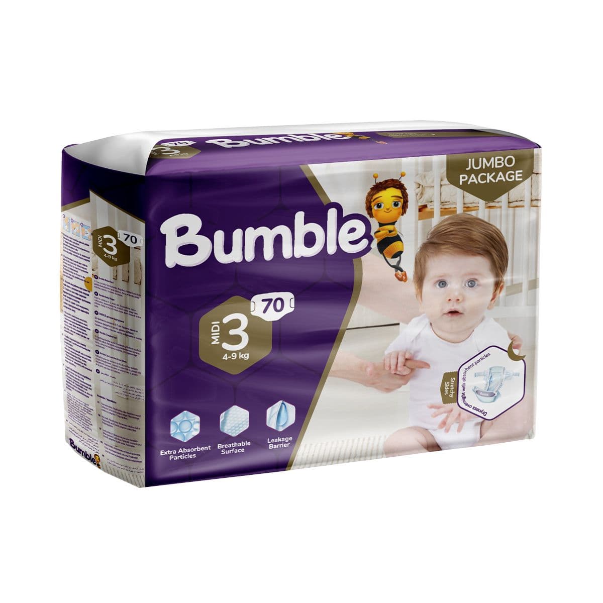 ბავშვის საფენი 4-9კგ 70 ცალი 5452 ბამბლ ბეიბი - Bumble Baby