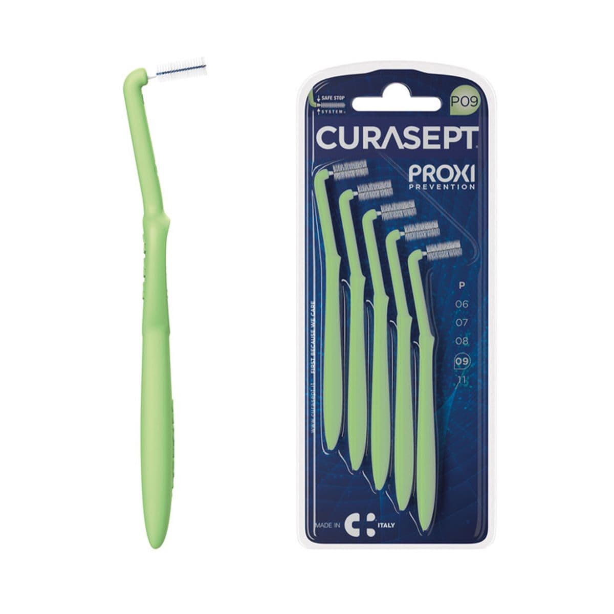 კბილთაშუა ჯაგრისი P09 GREEN მოხრილი 1646 კურასეპტი - Curasept
