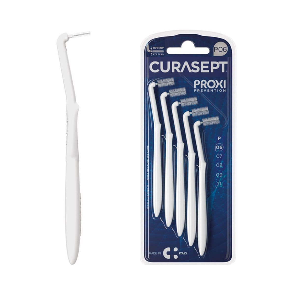 კბილთაშუა ჯაგრისი P06 WHITE მოხრილი 1615 კურასეპტი - Curasept