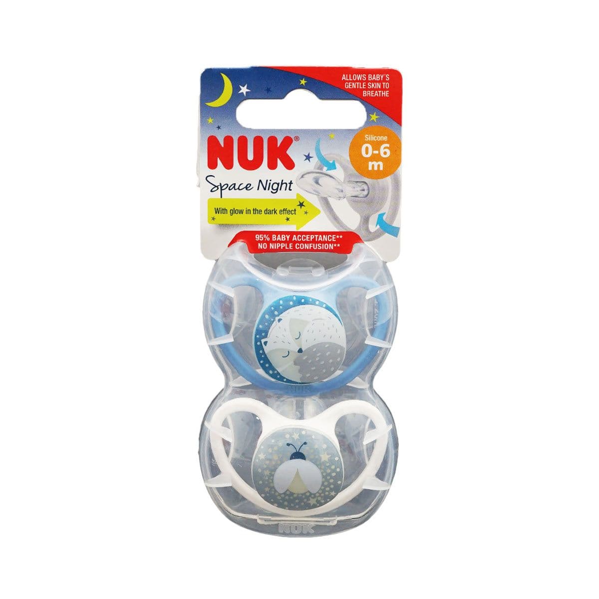 სილიკონის მატყუარა SPACE NIGHT N1 0666 ნუკი - Nuk